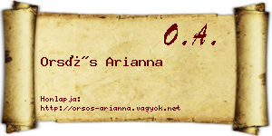 Orsós Arianna névjegykártya