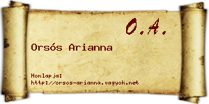 Orsós Arianna névjegykártya